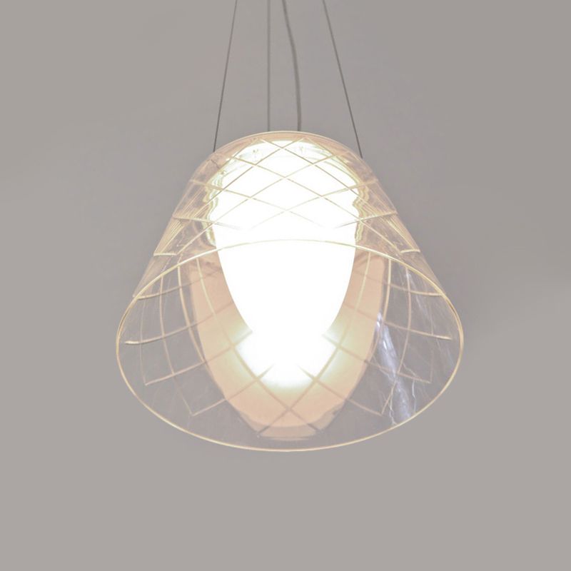 Lustre en verre transparent effilée lustre moderniste 1 luminaire de suspension chromée