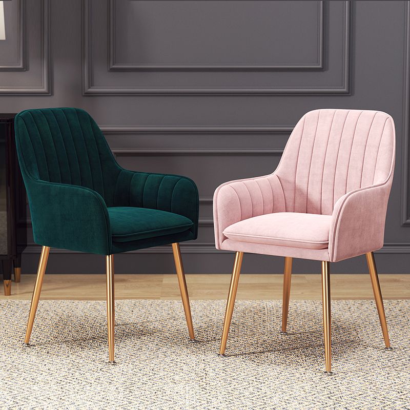 Fauteuil de salle à manger rembourré avec pieds en métal (Ensemble de 2)