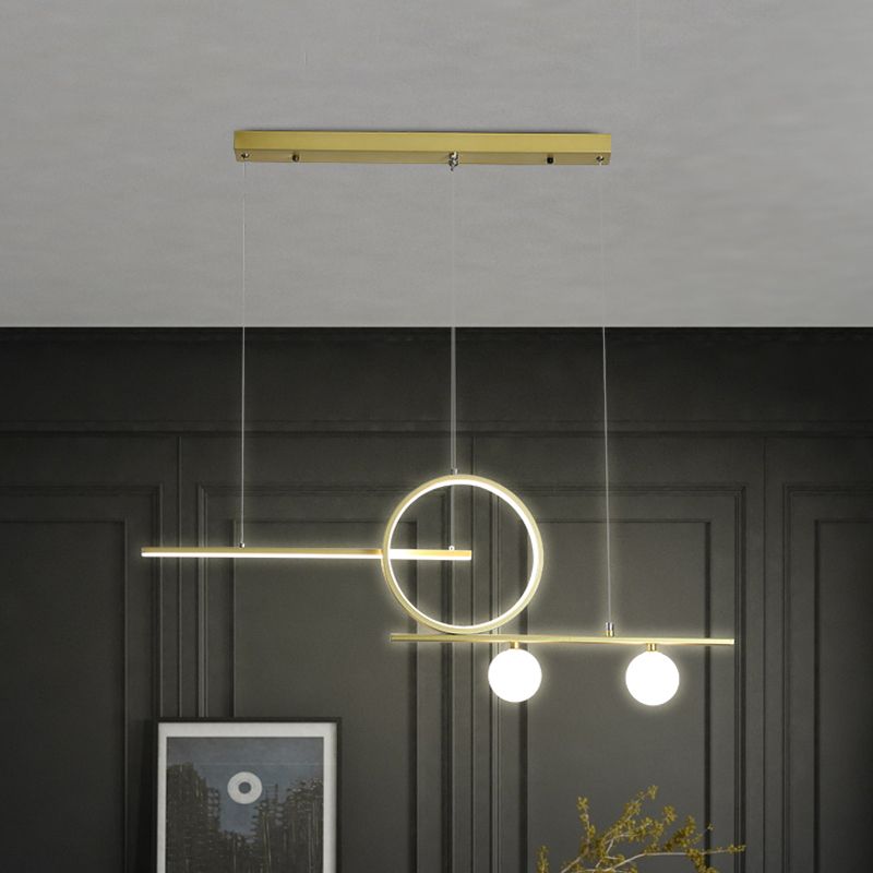 Illuminazione isola lineare lampada sospesa in metallo nordico nero/nero/oro con vetro smerigliato per sala da pranzo