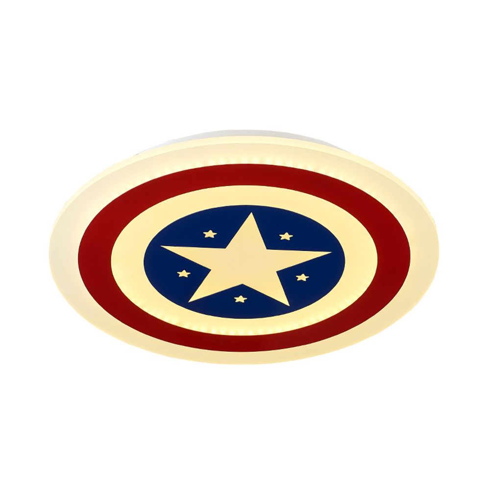 Cercle de la maternelle Ceiling Mount Light avec Star Acrylique American Style Blue et Red LED Ceiling Lamp