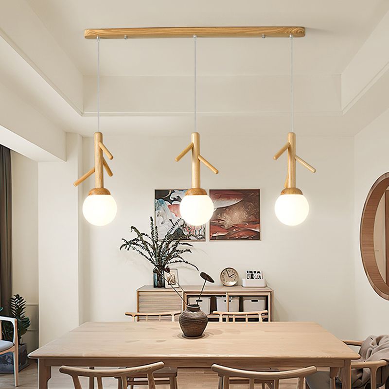 Log Color Globe Pendant Light in Modern Creative Style Glass 3-Light Hanging Lamping