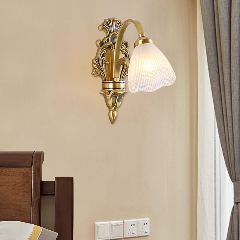 Modern Wall Lamp Copper Wall Mount Lamp with Glass Shade for Living Room