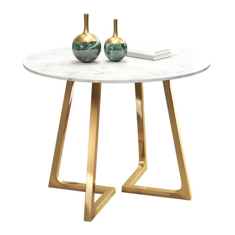 Sintered Stone Top Modern White Table for Restaurant Round Dining Table with Pedestal Base