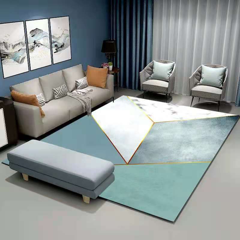 Modern Geometric Area Rug Contrast Panel Rug Polyester Non-Slip Backing Carpet for Living Room