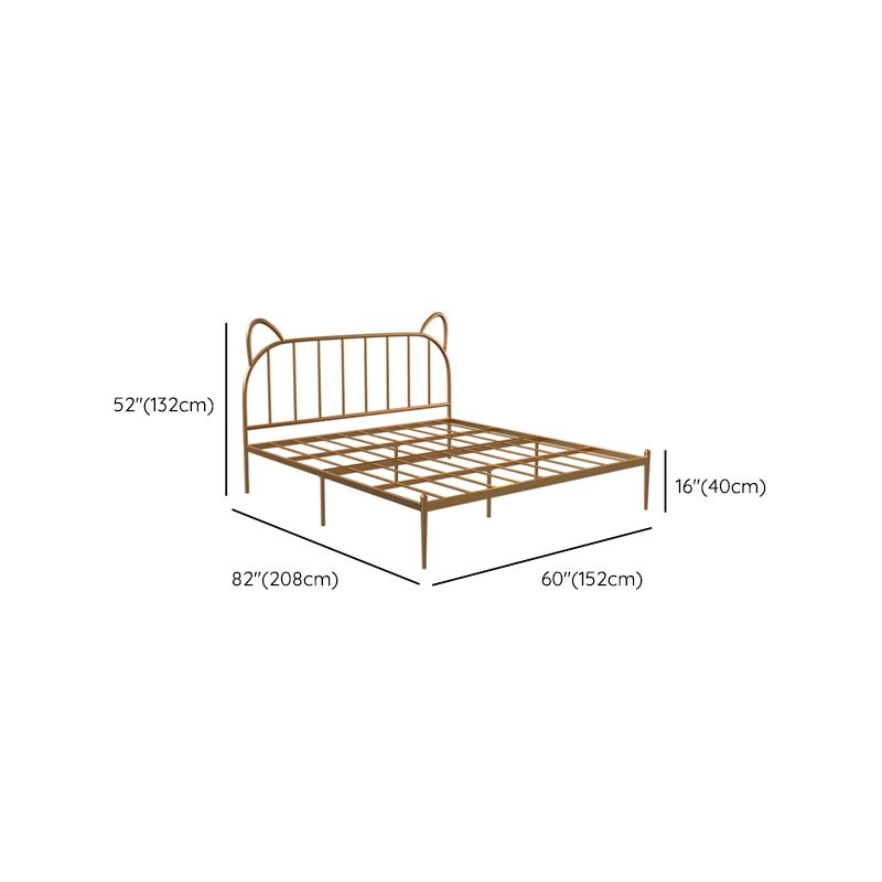 Glam Iron Open-Frame Bed with Spindle Headboard Solid Color in Gold