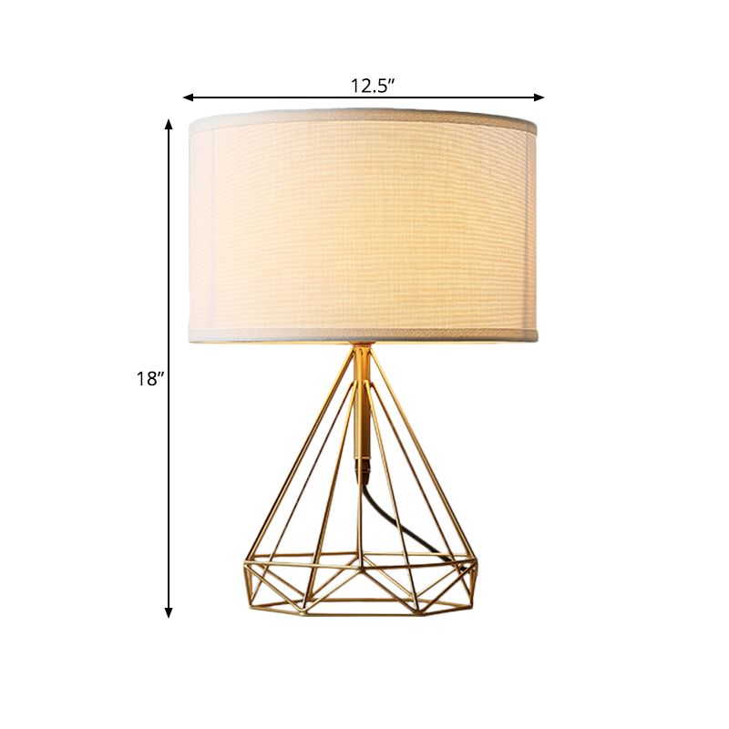 Diamant kooi tafel licht minimalistisch metalen metallic 1 kopbed witte stof bureaulamp in goud