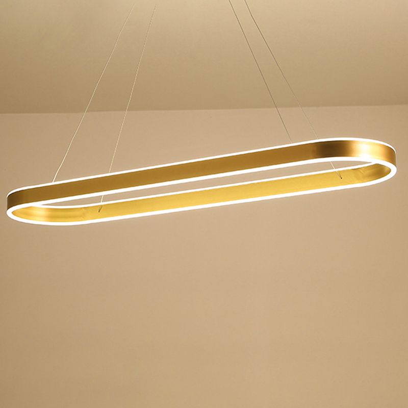 Modern Chandelier Linear Oval Island Lights 2 Light Metal Island Lighting Fixtures