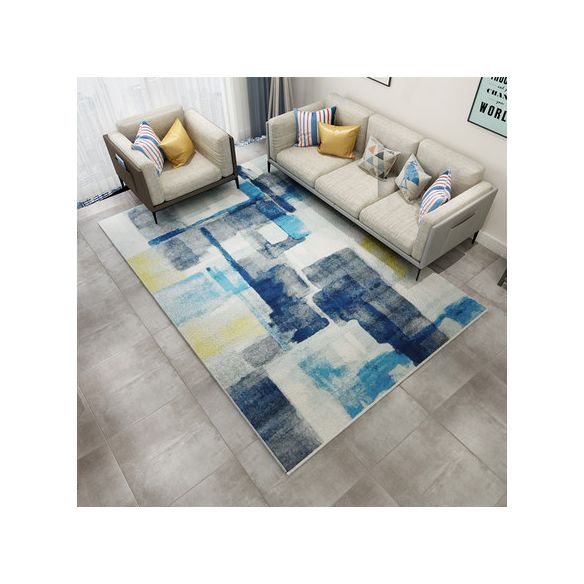 Nordic Geometric Pattern Rug Multi-Color Polypropylene Carpet Anti-Slip Washable Stain Resistant Rug for Great Room