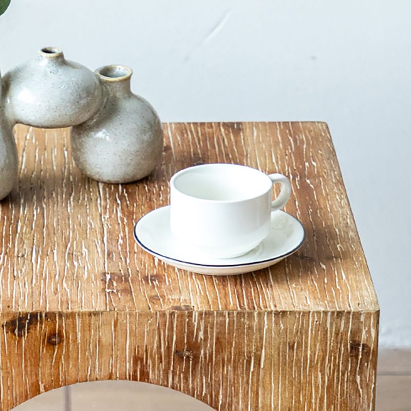 Rustic Wooden Storage End Table Square Drum Side Table in Natural