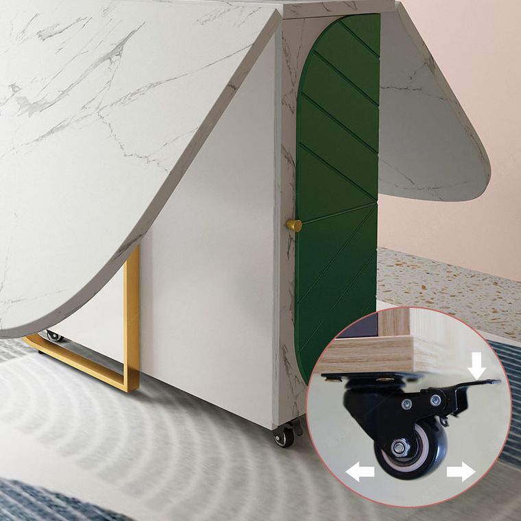 Mesa de comedor de piedra sinterizada de 59 '' de ancho Mesa Oval plegable moderna con base de caballete