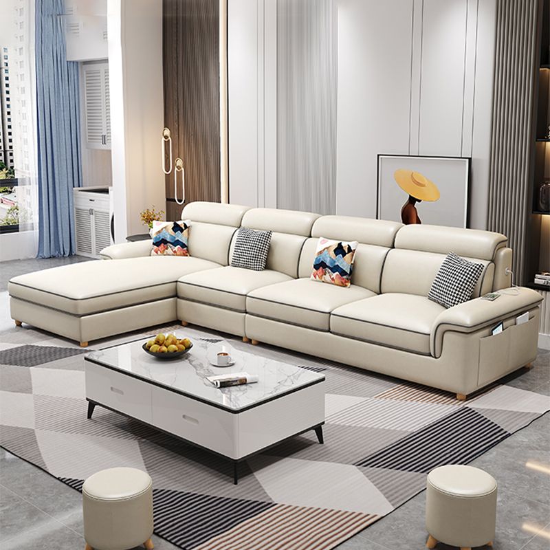 130.7" Pillow Top Arm Sectionals, Scandinavian Natural Leg Sectional Set