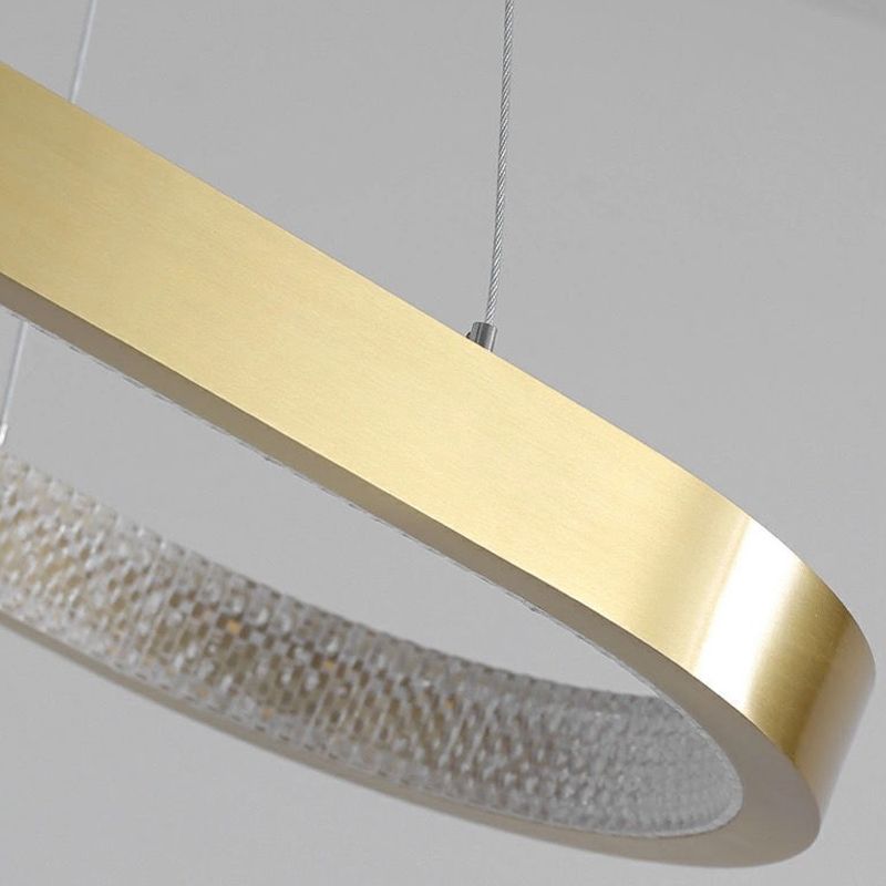 Estilo moderno colgante colgante en forma de metal ovalado 1 luz de la luz de la luz en oro