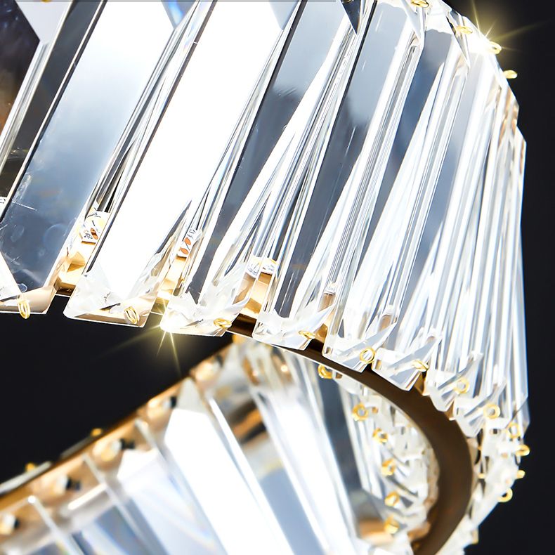 Plafonnier LED en métal galvanisé, style créatif moderne, montage circulaire en cristal, doré