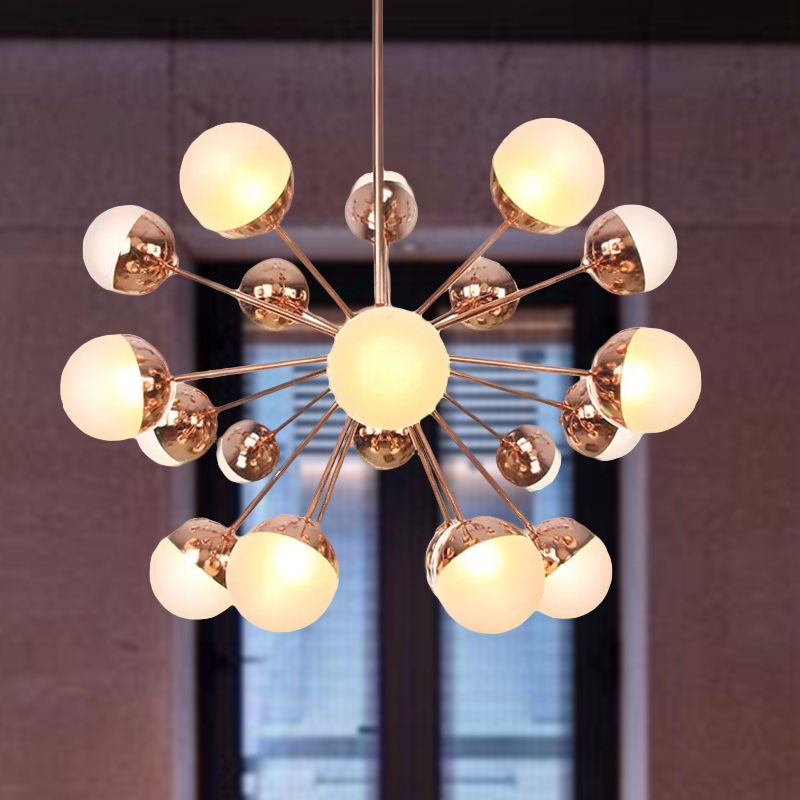 Semi-encastré Globe pour salle à manger, verre blanc/transparent/gris fumée, 9/12/15 lumières, luminaire semi-encastré contemporain en cuivre/chrome/or