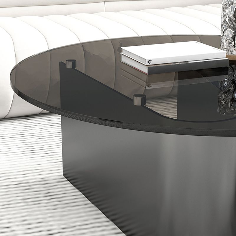 Round Glass Top Bunching Tables Black Abstract Coffee Cocktail Table
