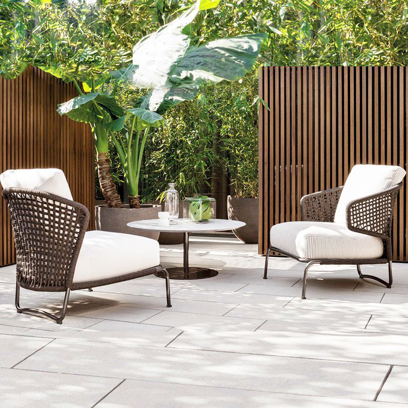 Industrial Symmetrical Outdoor Patio Sofa with Fade Resistant Cushion