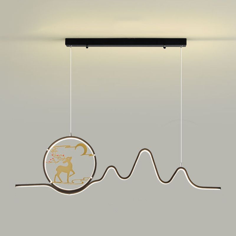 Linear Shape Island Lights Modern Style Metal Two Light Pendant Light Fixtures