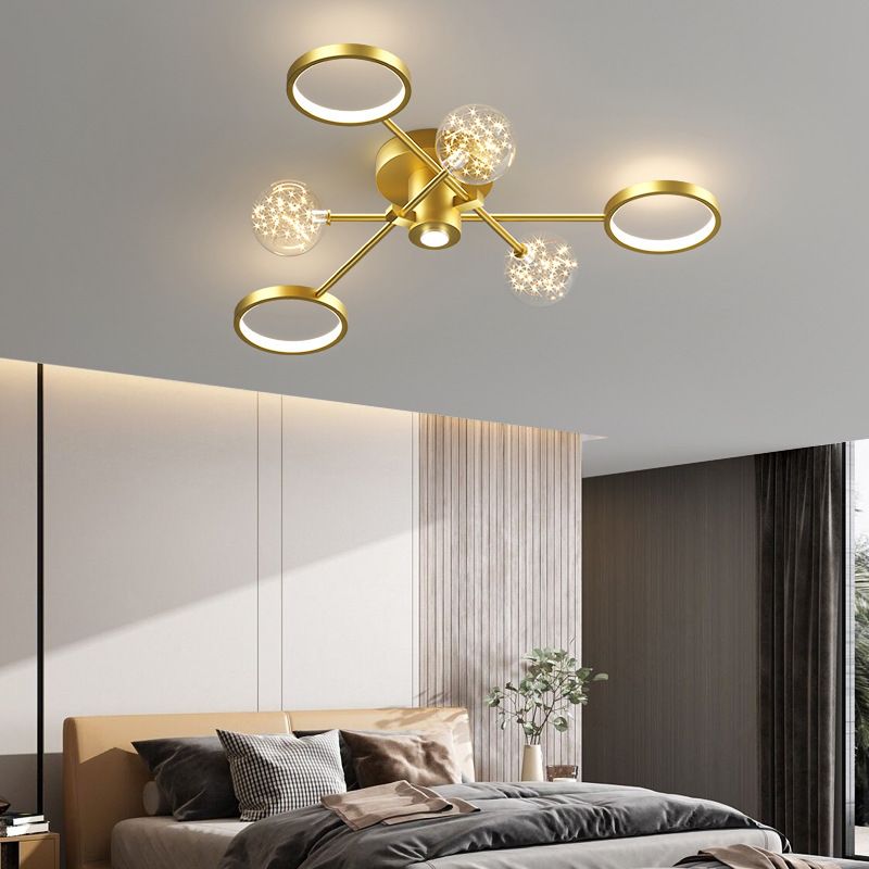Lámpara de techo semiempotrada de metal Sputnik Iluminación LED de montaje semiempotrado de estilo minimalista