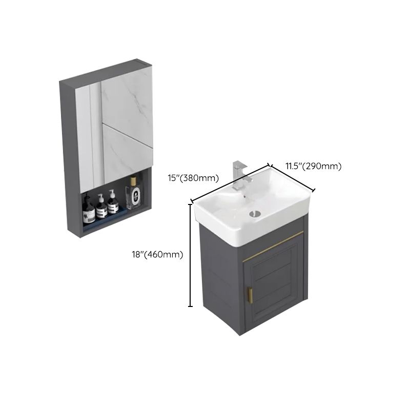 Modern Single Bath Vanity Wall Mount Ceramic Top Bathroom Vanity