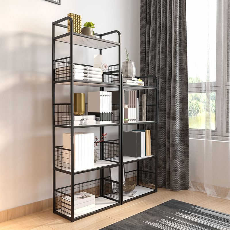 Metal Open Back Standard Bookshelf Modern Style Bookcase for Home Office