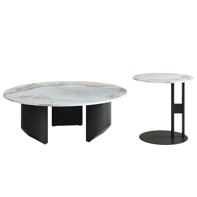 Modern Slate Coffee Table Round Coffee Table for Living Room