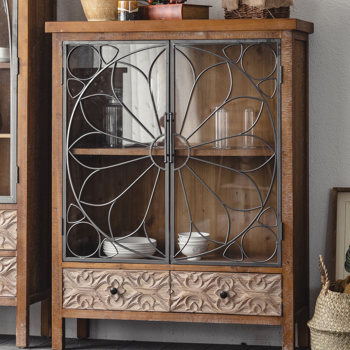 Modern Sideboard Solid Wood Sideboard Cabinet with Doors for Dining Room