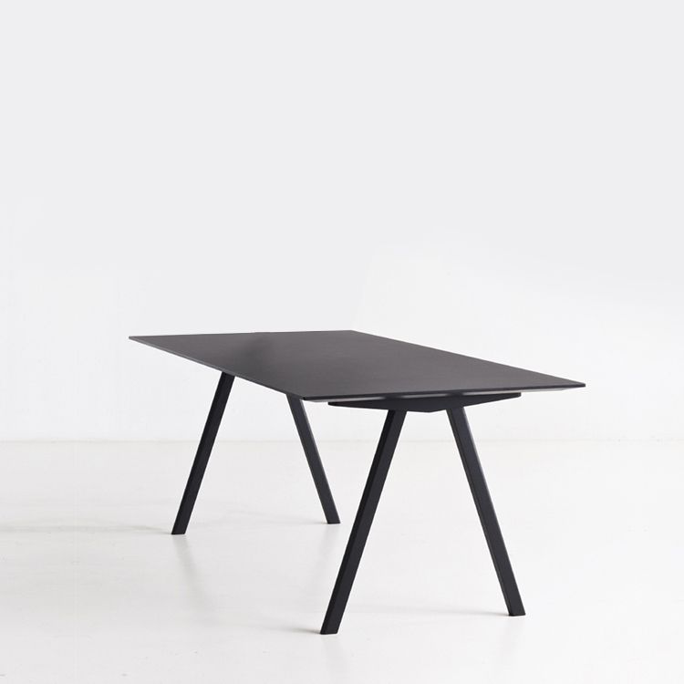 Rectangle Minimalist Dining Table Two-Color Fixed Table with Solid Wood
