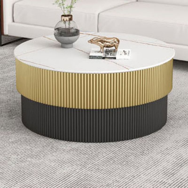 Round Slate Coffee Table Glam Pedestal No Distressing Single Coffee Table