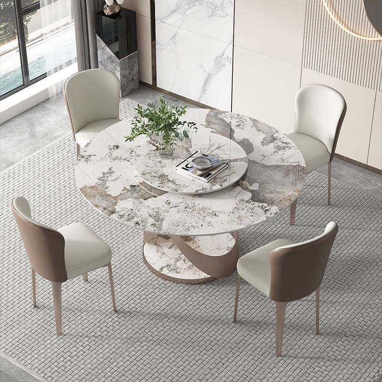 Modern Round Dining Table Set 1/2/5/9 Pieces Dinette Set with Sintered Stone Top