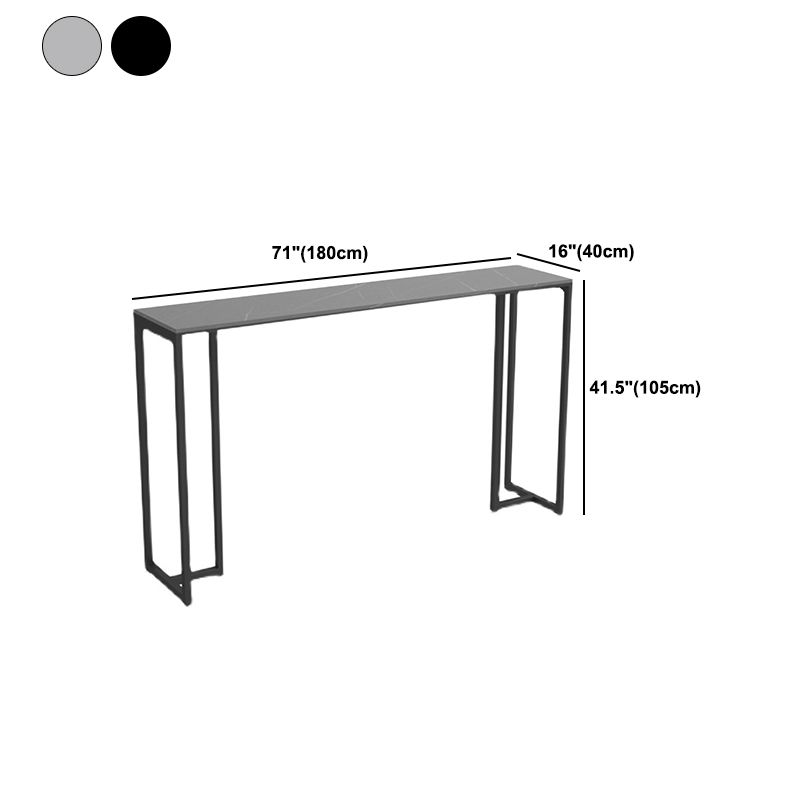 Industrial Rectangle Bistro Table Matte Finish Stone Top Bar Table