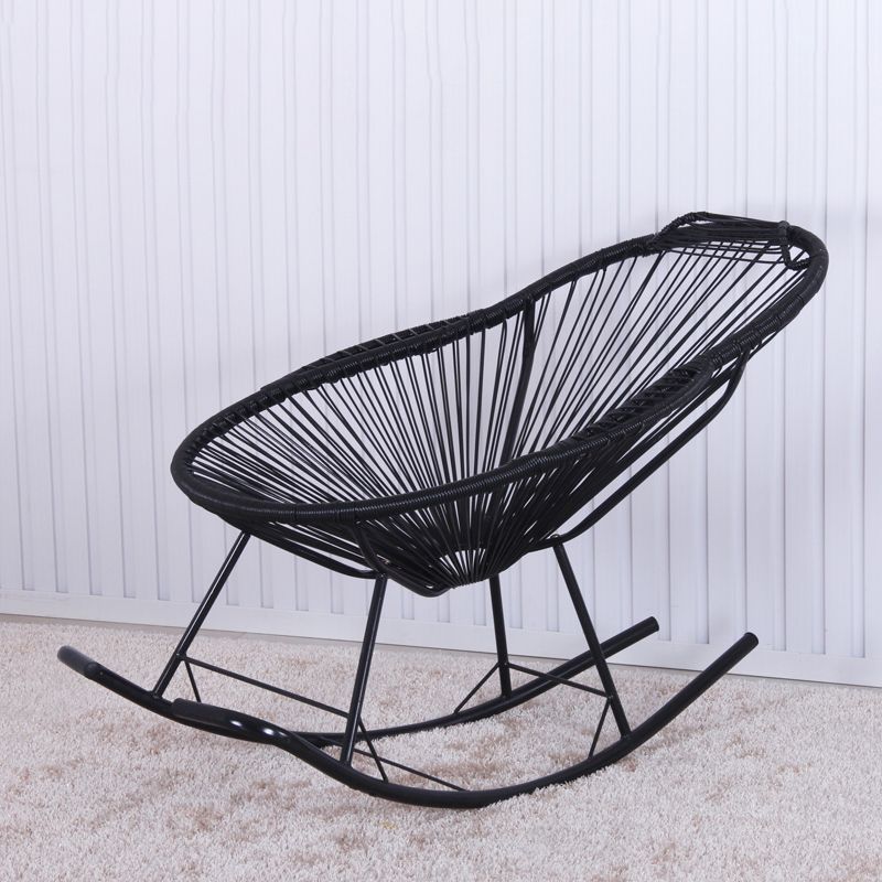 PE Rattan Iron Base Lazy Sofa Chair Leisure Lounge Rocking Chair