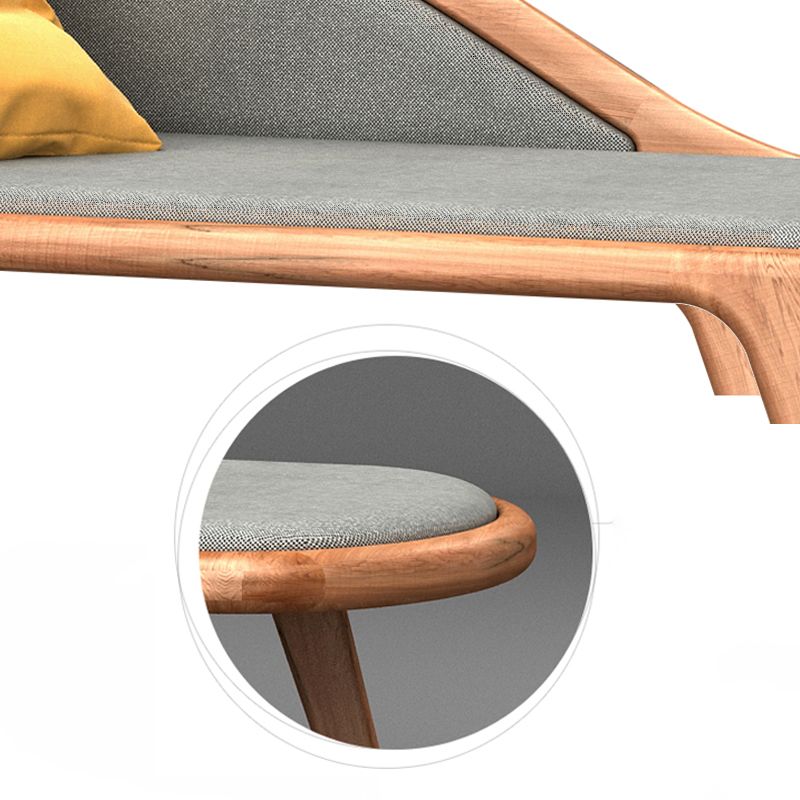 Traditional Wooden One Arm Chaise Flared Arms for Bedroom Living Room