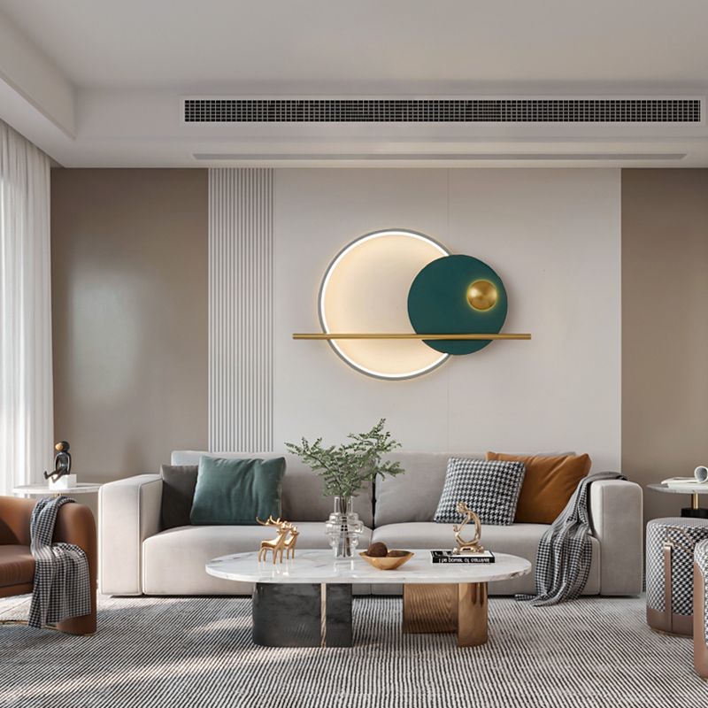 Round Shape Metal Wall Lights Modern Style Wall Mounted Light Fixtures