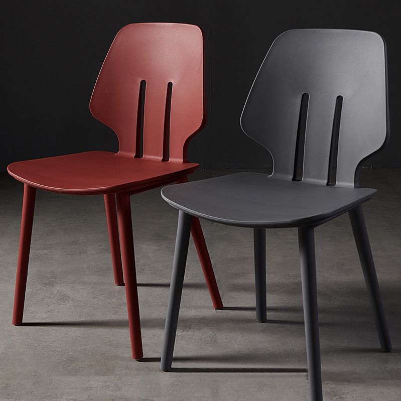 Chaises de salle à manger scandinaves sans accoudoirs Chaises d'appoint en plastique (Ensemble de 4)