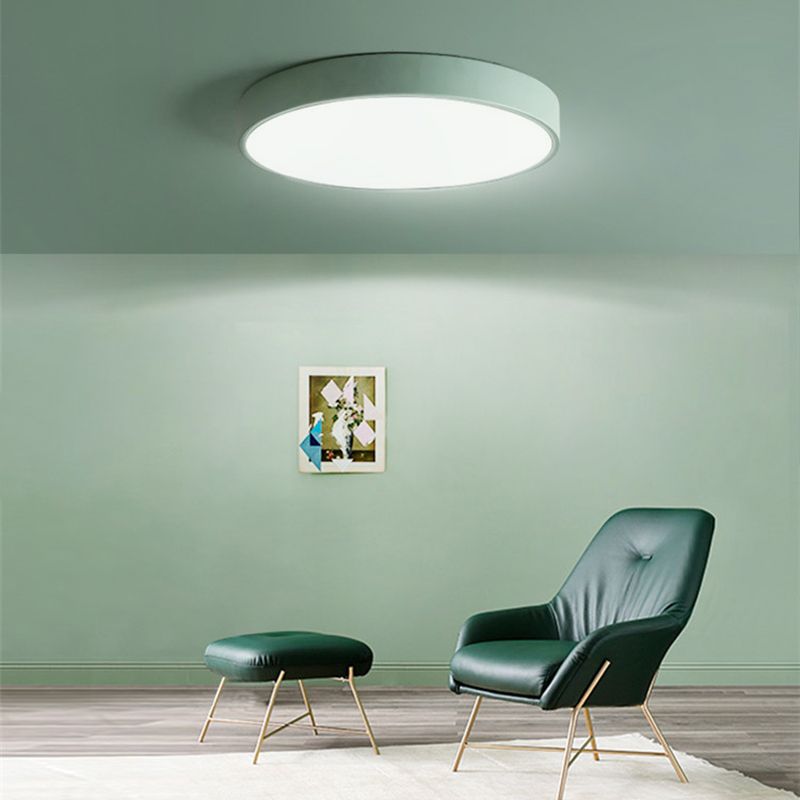 Plafonnier LED mince de forme ronde macaron, Style Simple et moderne en fer, 1 lumière encastrée pour chambre à coucher