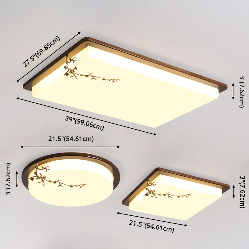 Moderne geometrische LED-Deckenleuchte für Wohnzimmer aus Holz mit goldenem Baumdekor
