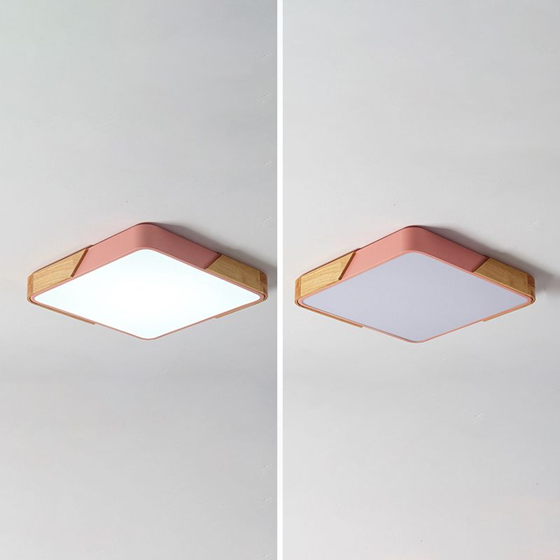 Geometry Shape Ceiling Lamp Modern Macaroon Iron 1 Light Flush Mount for Bedroom