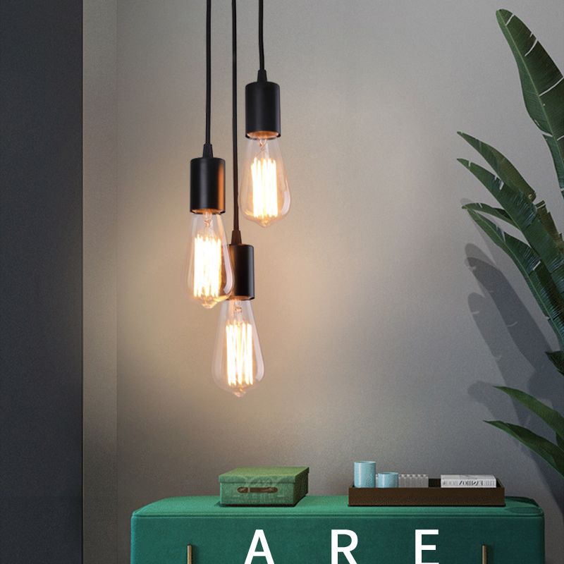 Exposed Bulb Restaurant Down Lighting Pendant Simplicity Metal Hanging Ceiling Light