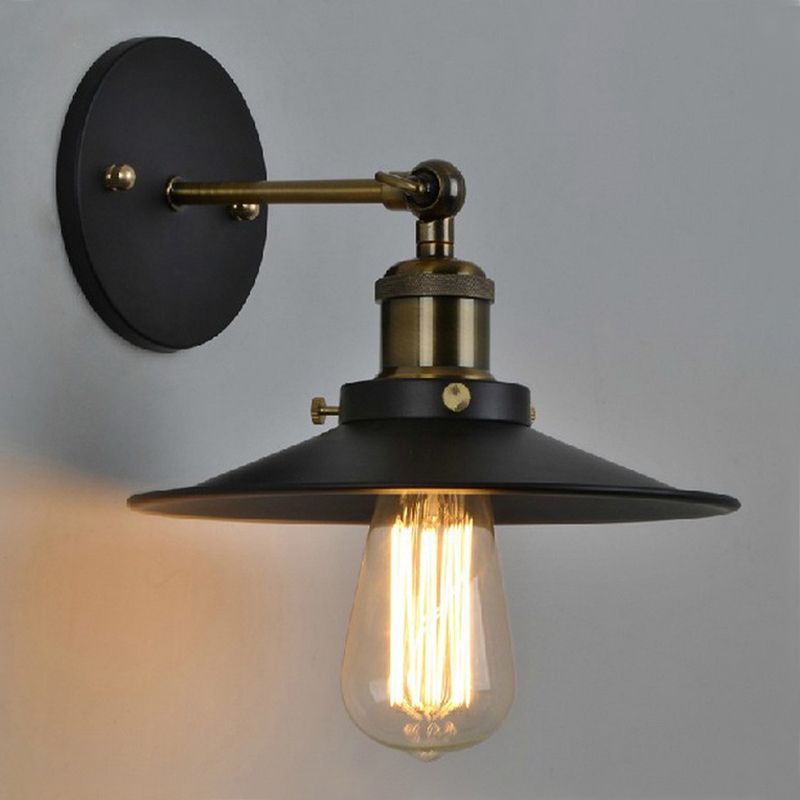 Schwarzkegelwandlicht im industriellen Retro -Stil Schmiedeeisenwandlampe für Innenräume