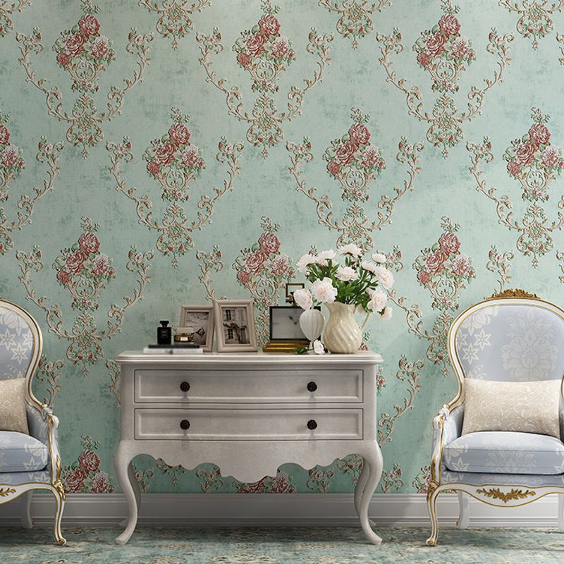 Papier peint intissé avec pivoines de campagne, lavable, couleur pastel, décoration murale pour salle à manger