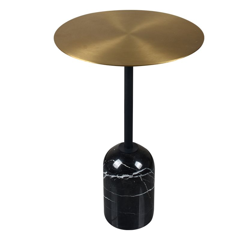 23.6/29.5"H Modern Single Leg Marble Base Metal Solid Color Round Top Coffee Table