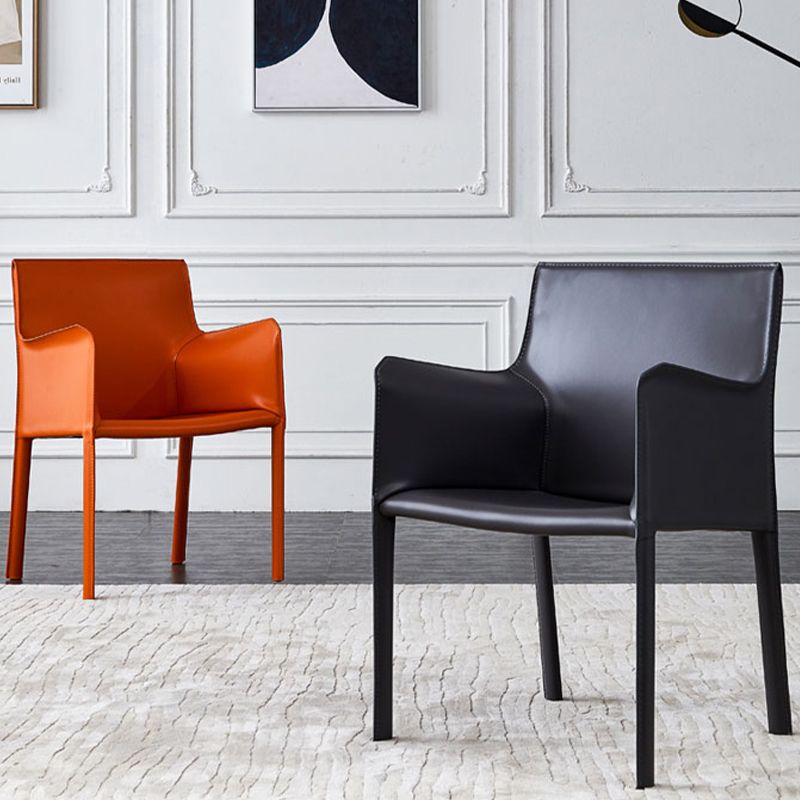 Faux Leather Dining Chairs Upholstered Modern Dining Arm Chair