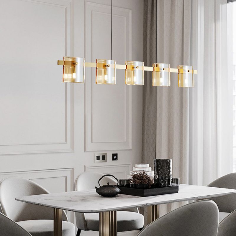 Glass Multi - Head Kitchen Island Light Modern Pendant Ceiling in Black / Gold