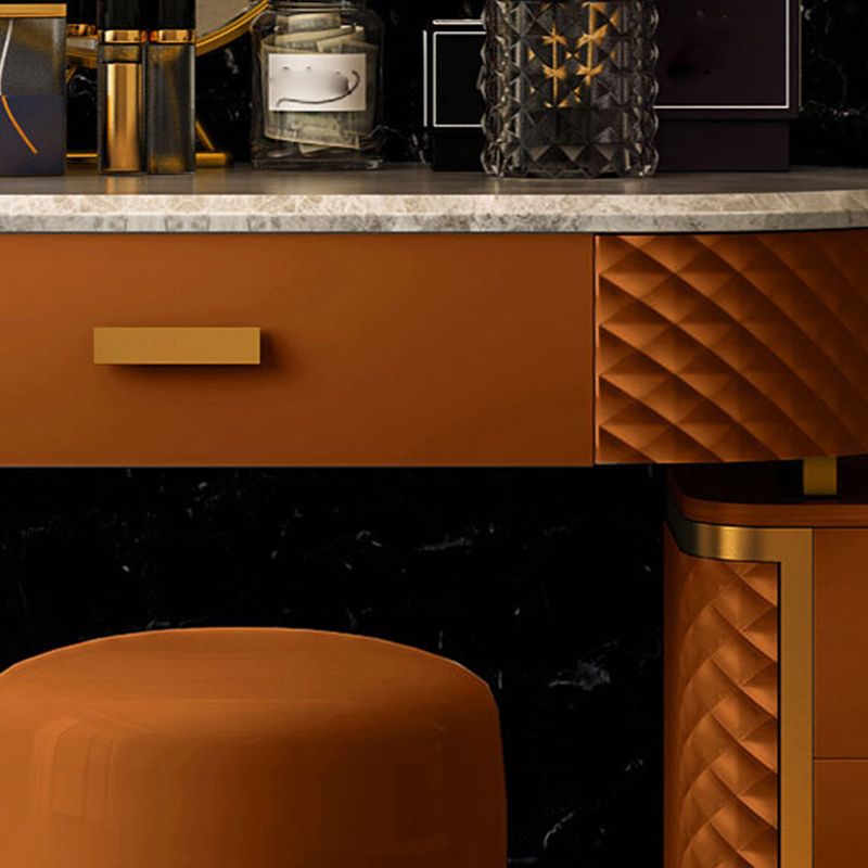 Orange Vanity Set with 5 Storage Drawers 15.74" Wide Make-up Vanity