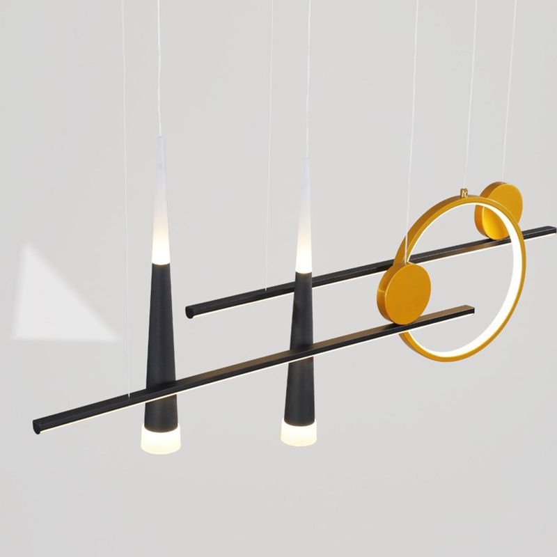 New Modern Metal LED Island Lighting Ideas 5-Light Linear Chandelier Lamp for Dining Room