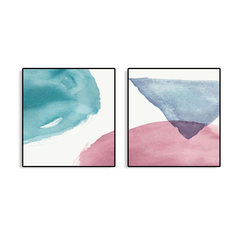 Modern Abstract Geometric Wall Art Soft Color Multi-Piece Canvas Print for Living Room