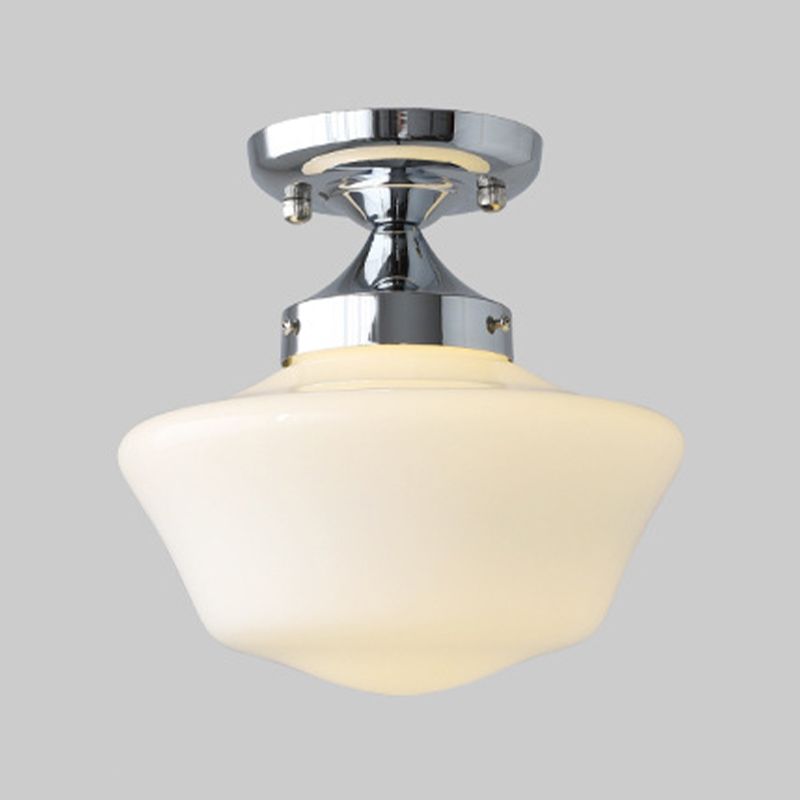 Glass Geometric Flush Mount Lights Contemporary Style 1 Light Flush Ceiling Light in White