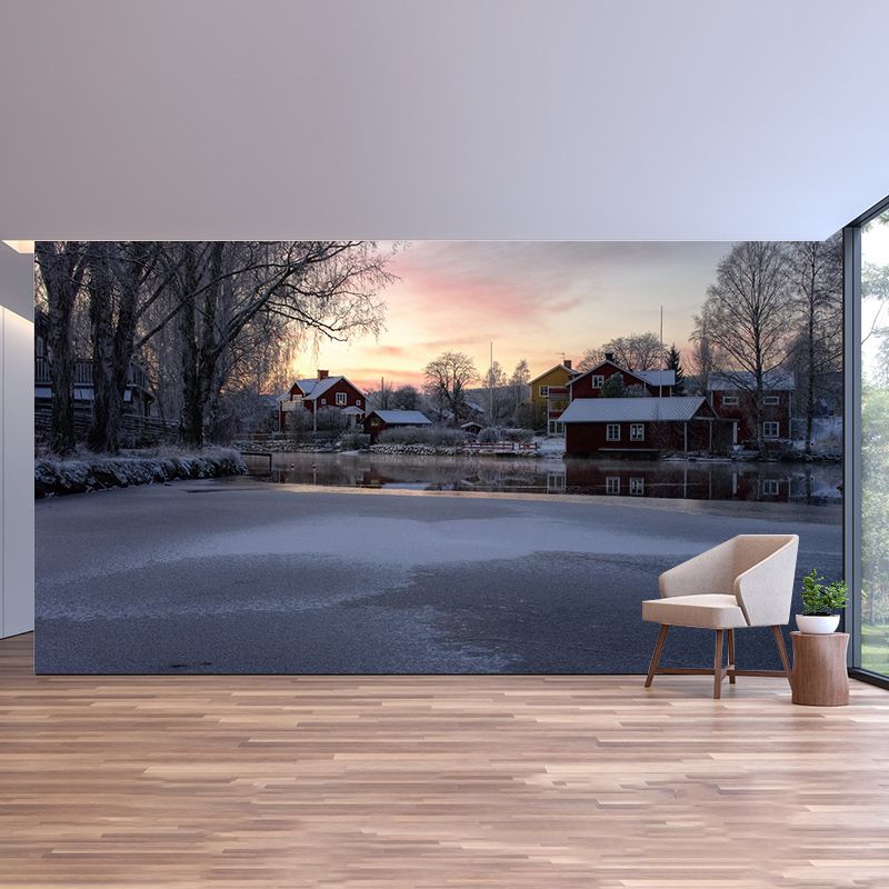 Eco-friendly Wall Mural Wallpaper Town Scenery Photography Sitting Room Wall Mural