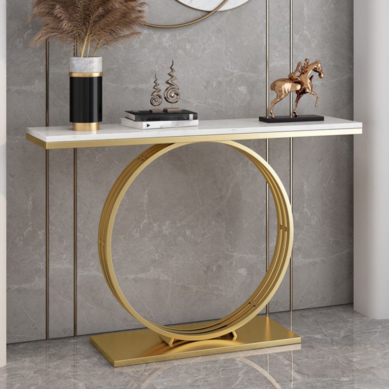 Glam Hall Pedestal Marble Rectangle Stain Resistant Console Sofa Table