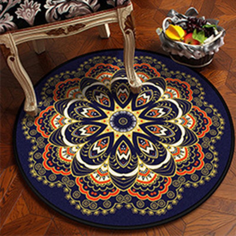 Couleur rond marocain Concentrique Tapis Polyester Classic Carpet non glisser le tapis intérieur pour le salon
